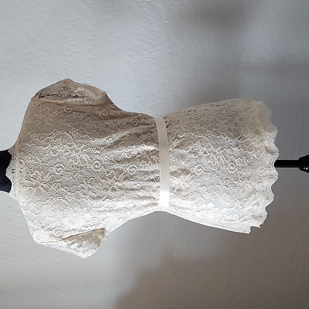 Lace Wrap Tie-Front Top - Cream - Picture 6 of 7